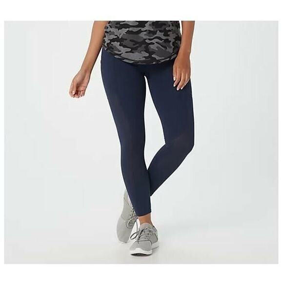 ZUDA NEW $62 Z-Move 7/8 Leggings w/ Mixed‎ Mesh Dark Navy PS Petite Small - Picture 1 of 4
